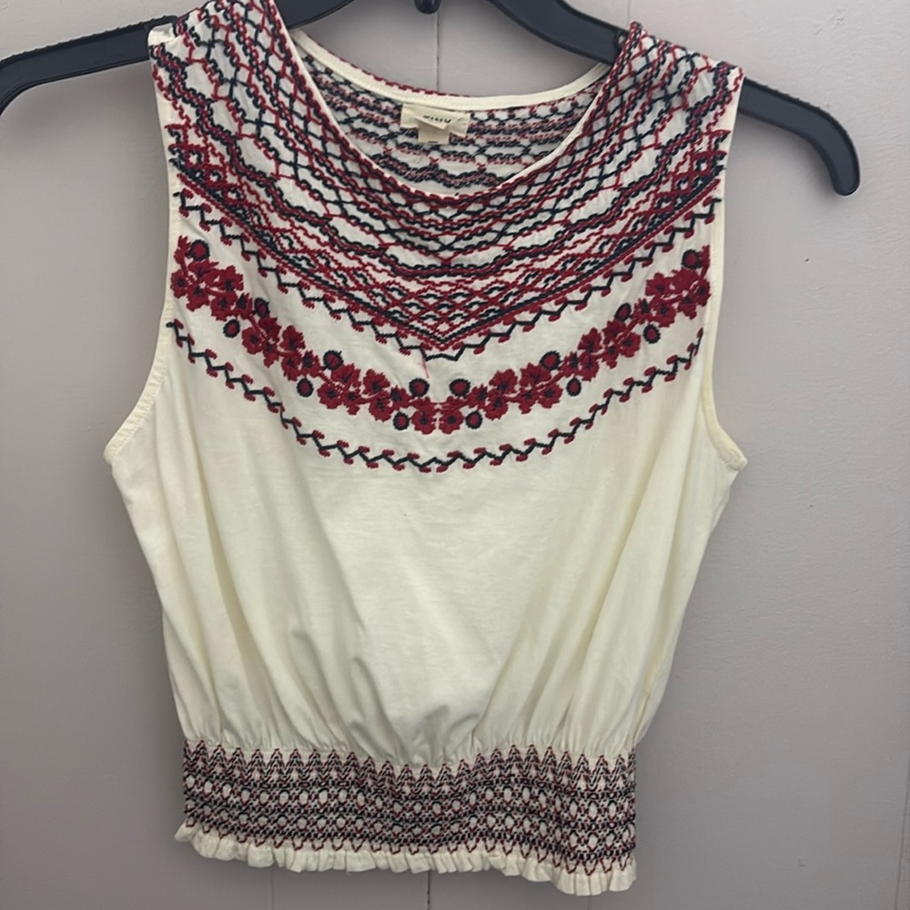 Anthropologie x Tiny Linni Embroidered Smocked Tank Top, XS